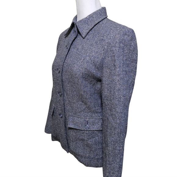 Talbots Herringbone Blazer Wool/Silk Blend Pockets Women's Size 2P Career Work - Picture 3 of 7